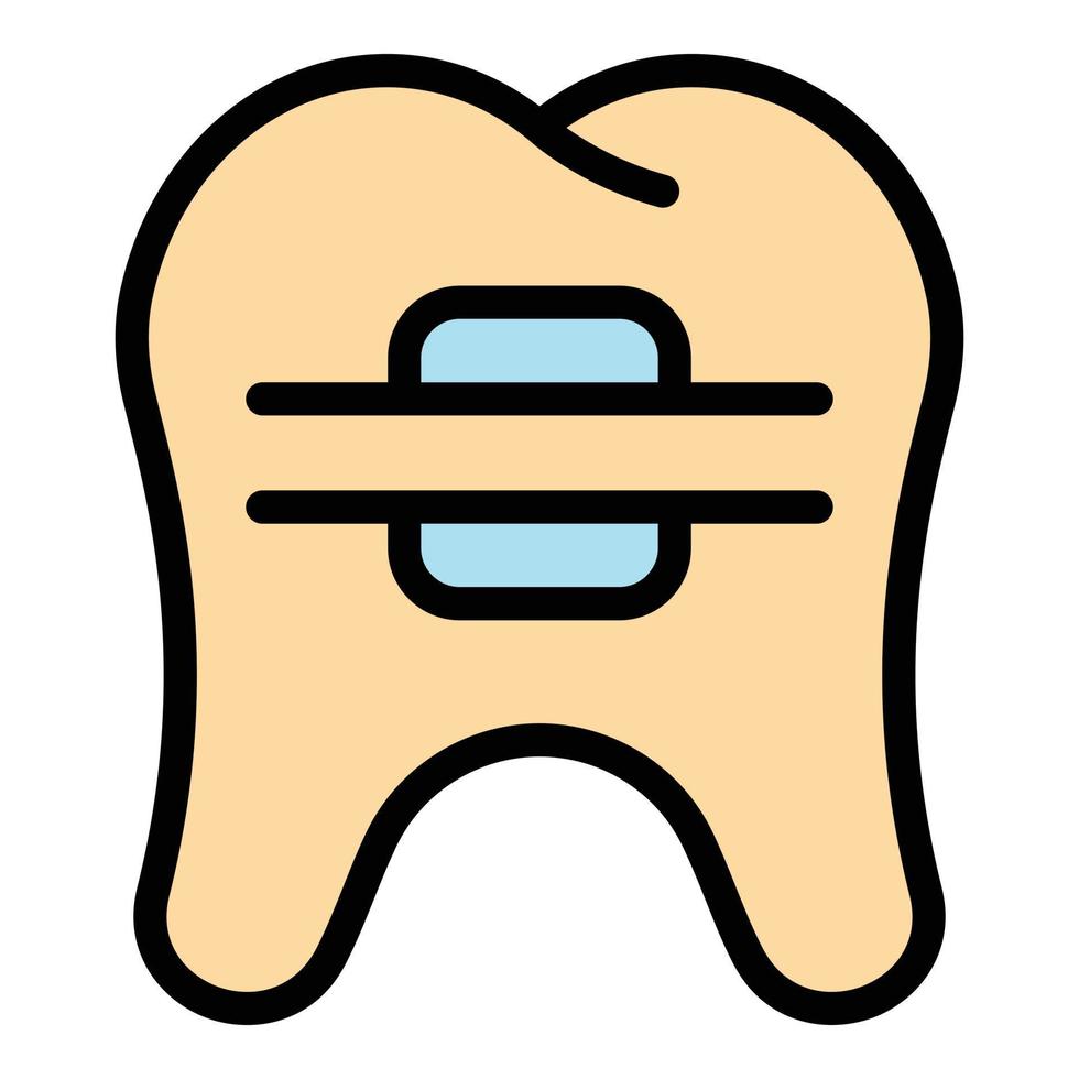 Fixed braces icon color outline vector