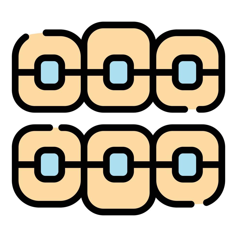 Teeth with braces icon color outline vector