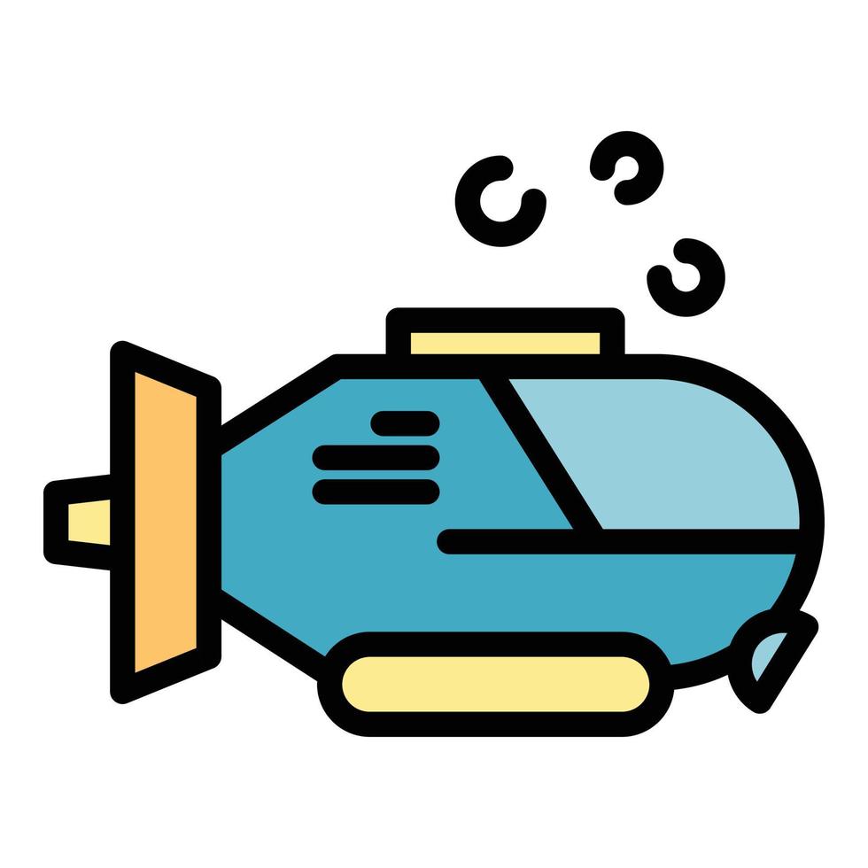 Sea bathyscaphe icon color outline vector