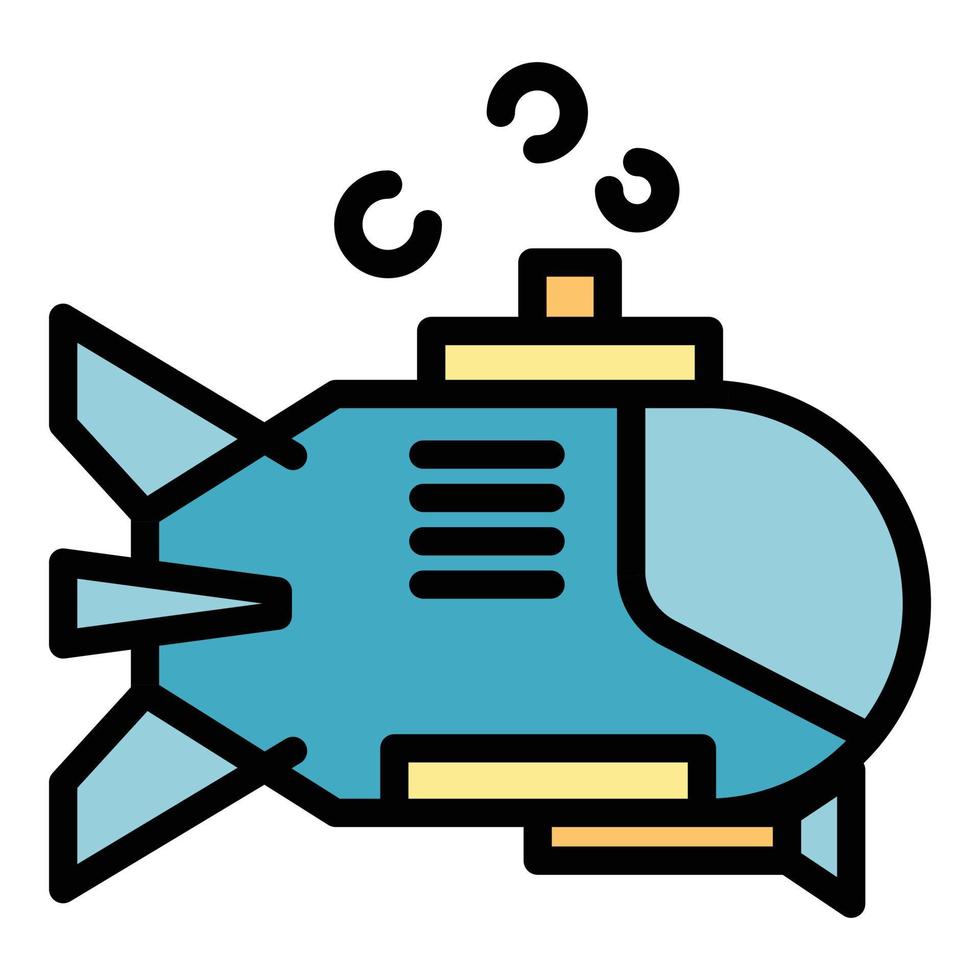 Deep bathyscaphe icon color outline vector