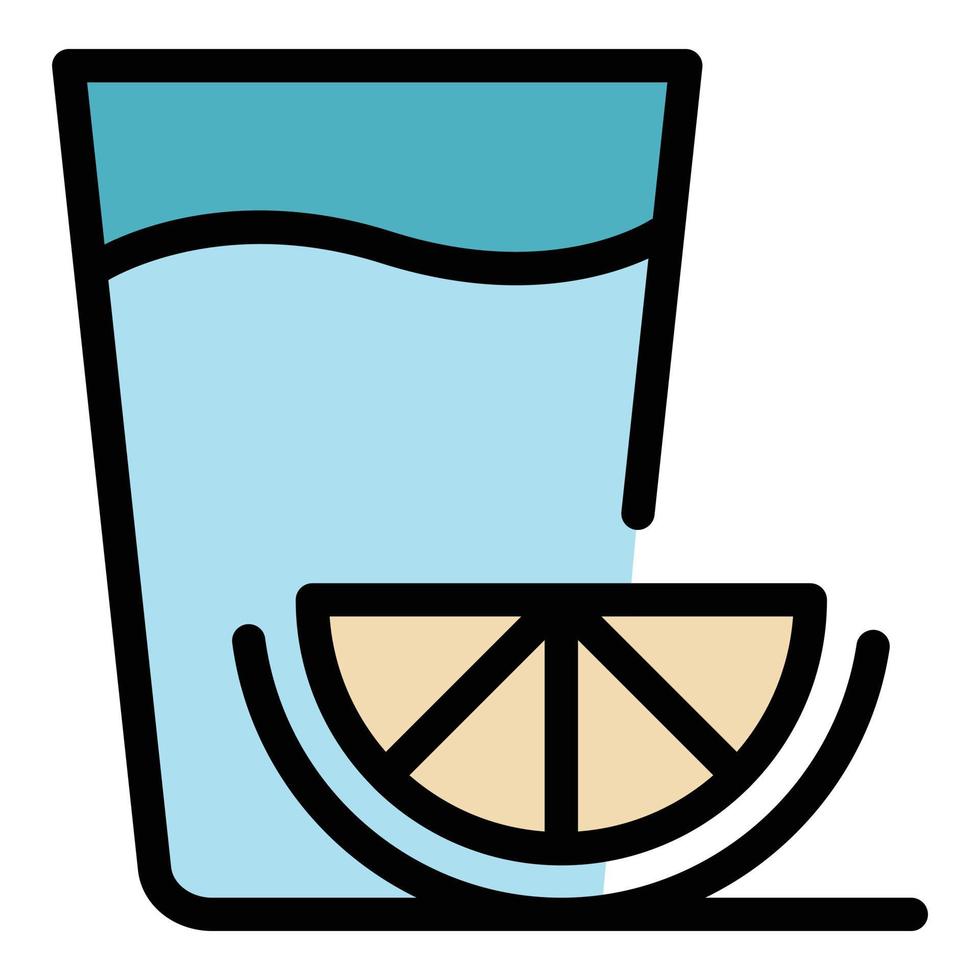 vector de contorno de color de icono de agua de limón