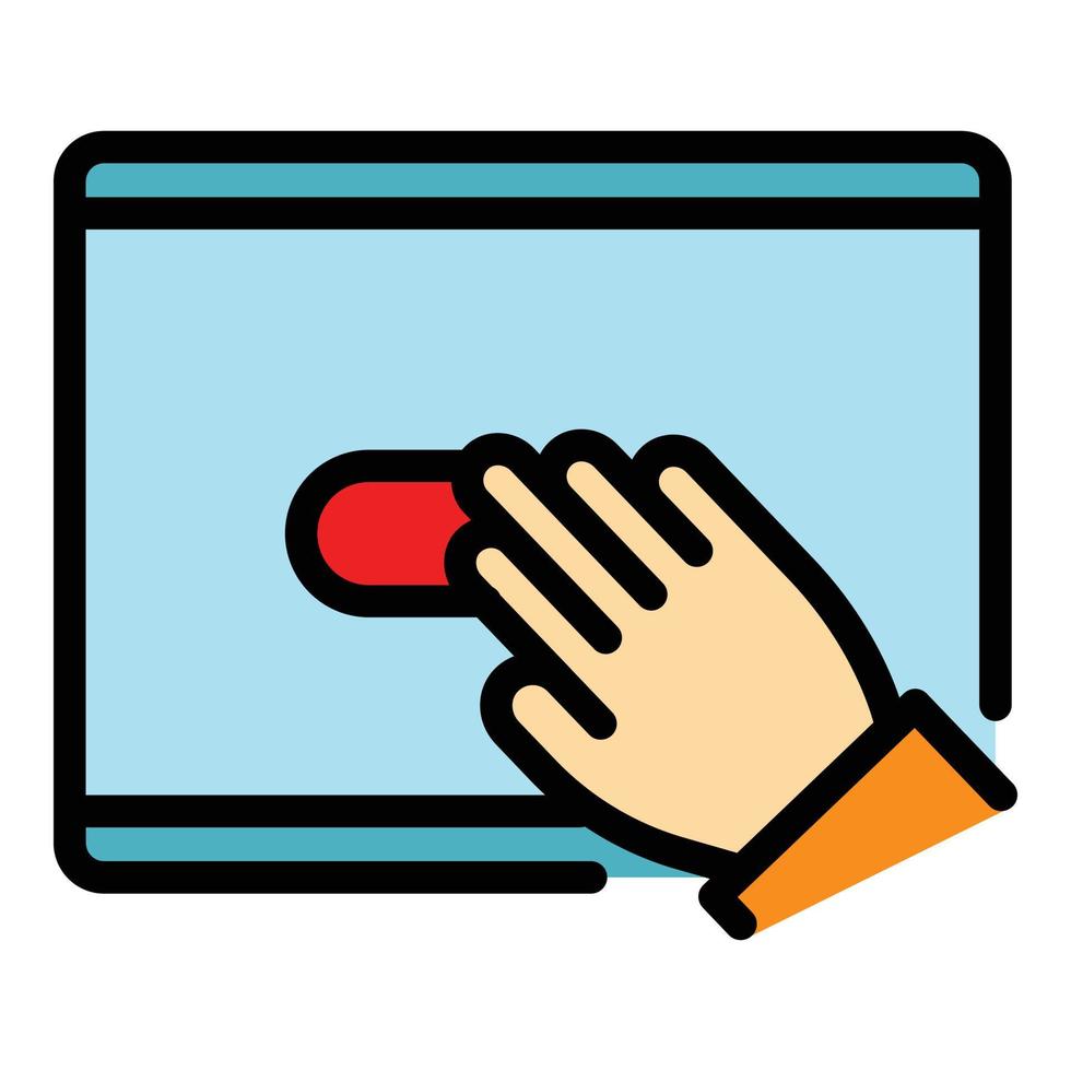 Hand touch tablet icon color outline vector