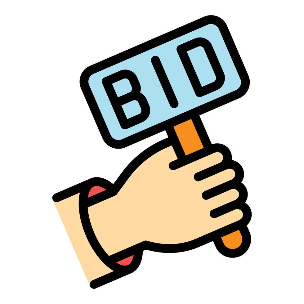 Bidder hand icon color outline vector