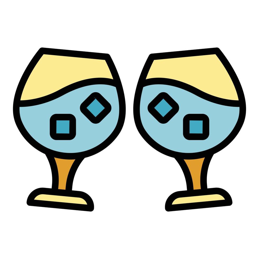 Cheers wine icon color outline vector