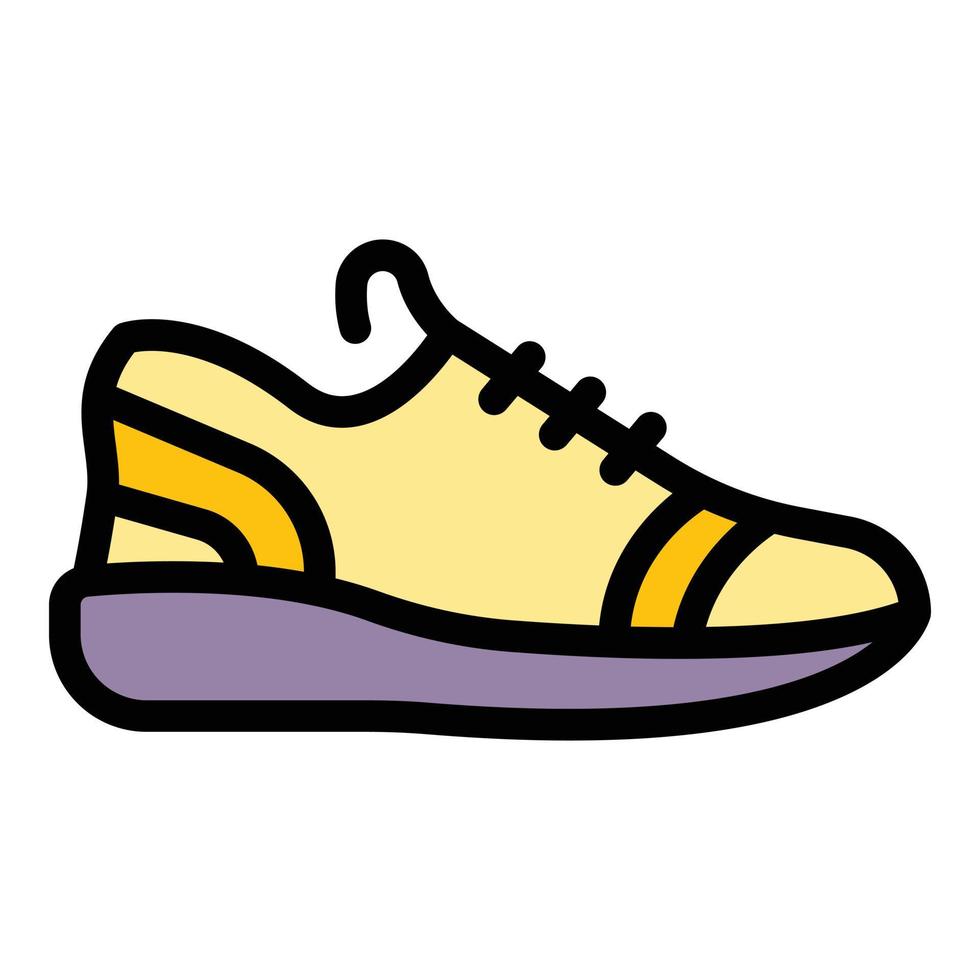 vector de contorno de color de icono de calzado de zapatillas