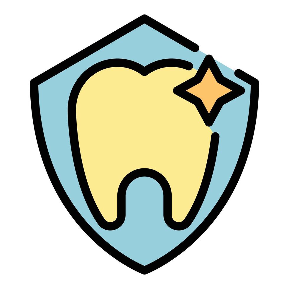 vector de contorno de color de icono dental de escudo