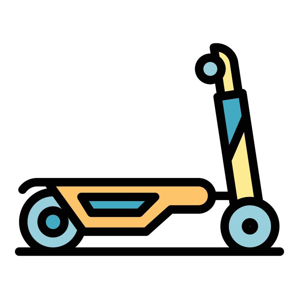 vector de contorno de color de icono de ciclo de scooter eléctrico