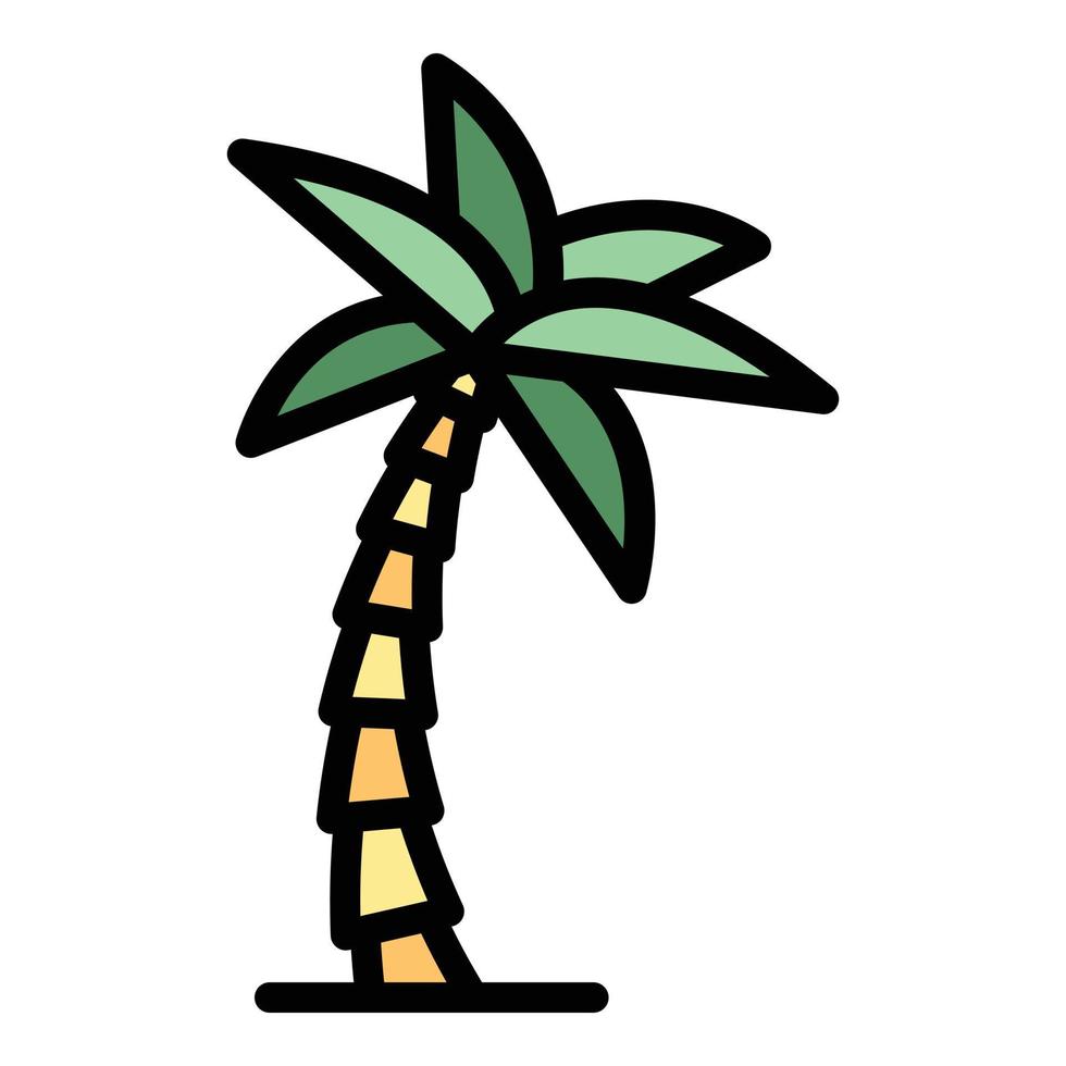 vector de contorno de color de icono de palmera de playa