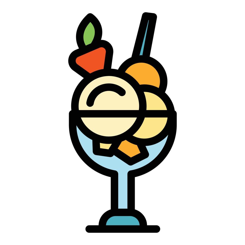 vector de contorno de color de icono de frutas de vidrio