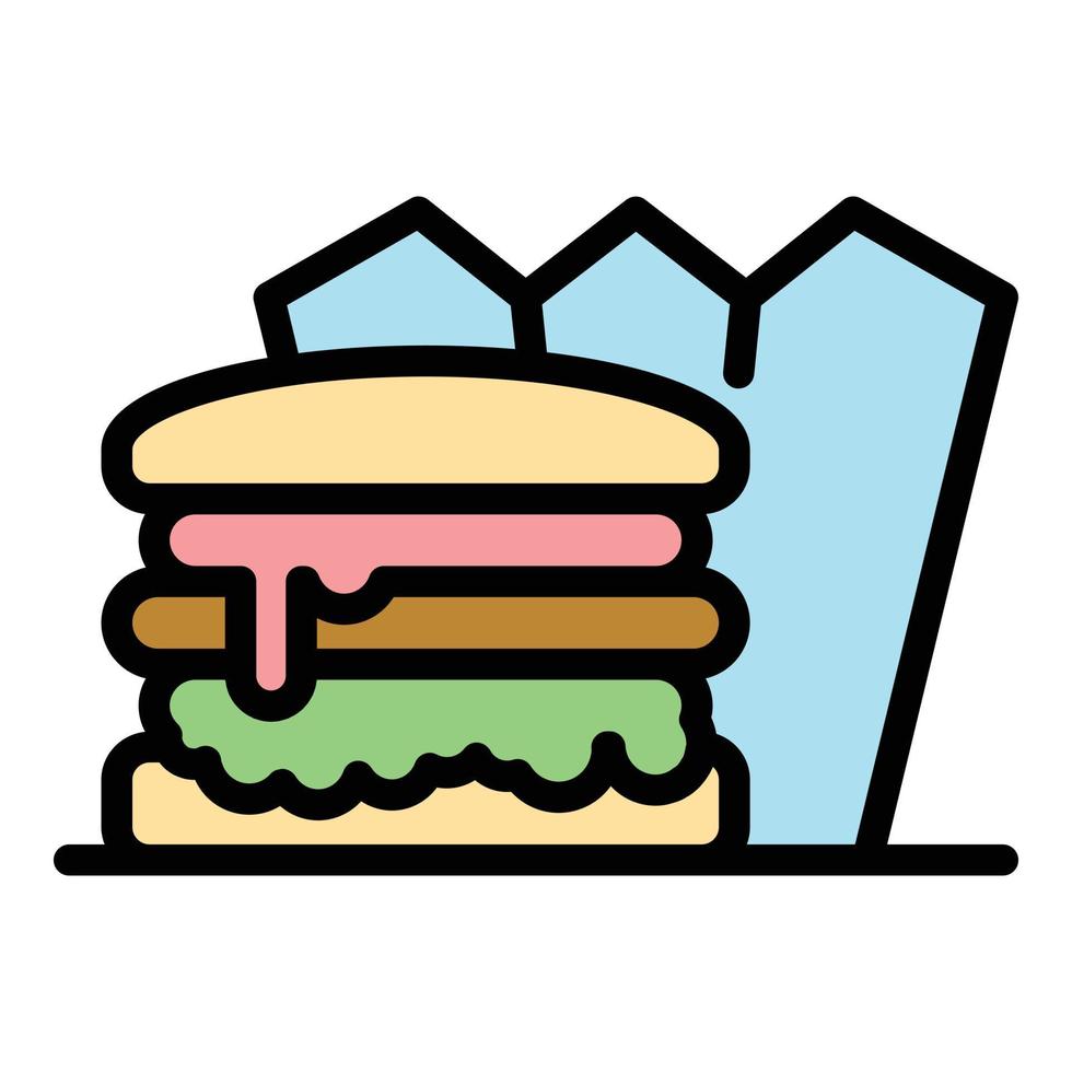 Fast food icon color outline vector