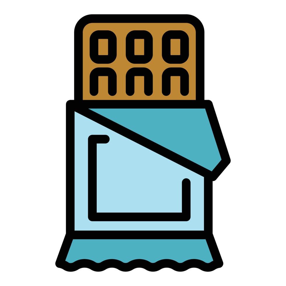 Chocolate bar icon color outline vector