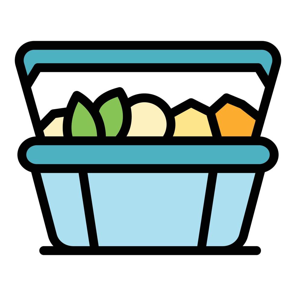 Lunch box icon color outline vector