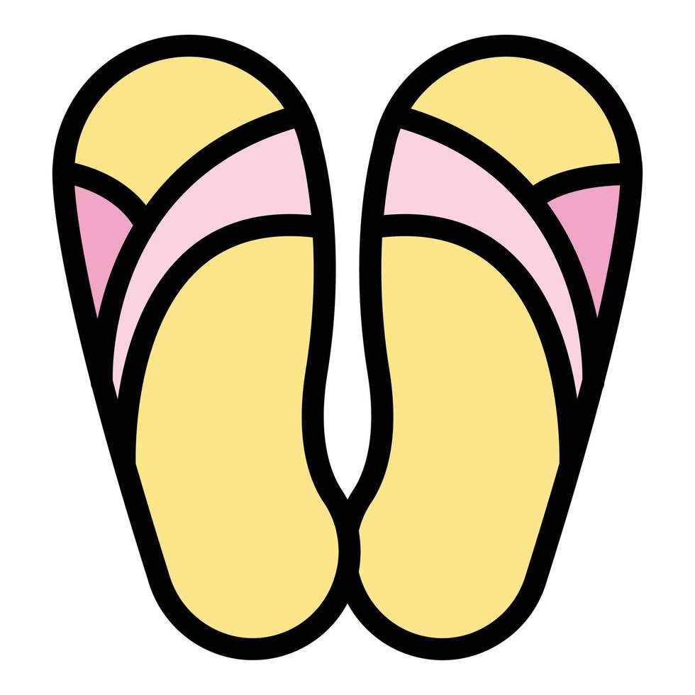 vector de contorno de color de icono de sandalias de playa de goma