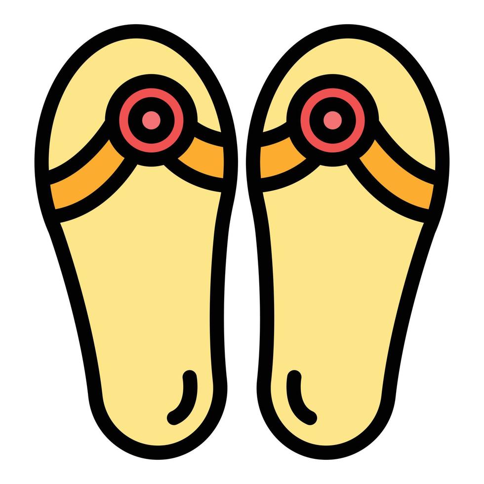 Top view sandals icon color outline vector