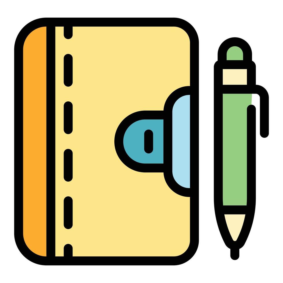 Personal notebook writing icon color outline vector