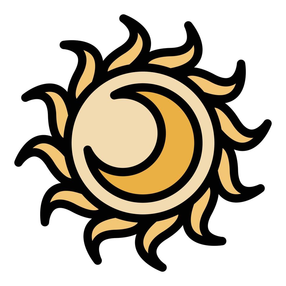 Nature sun moon icon color outline vector