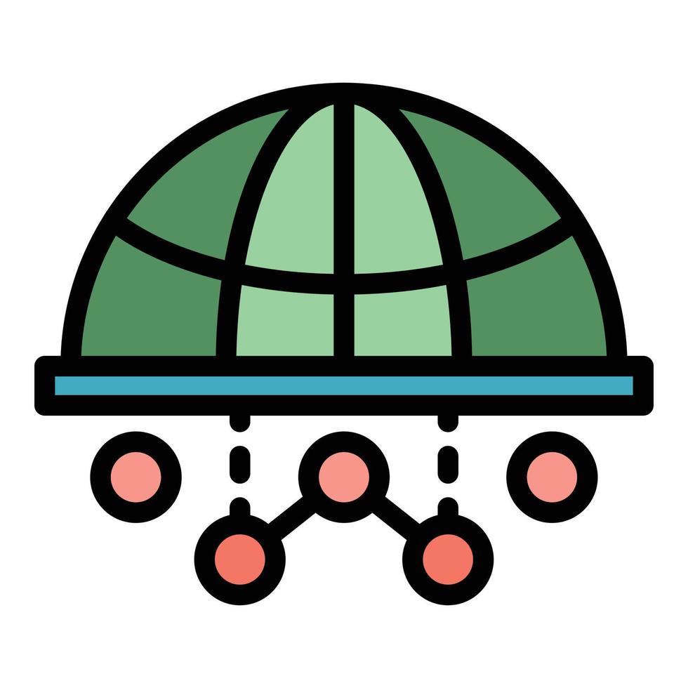 Mobile global network icon color outline vector