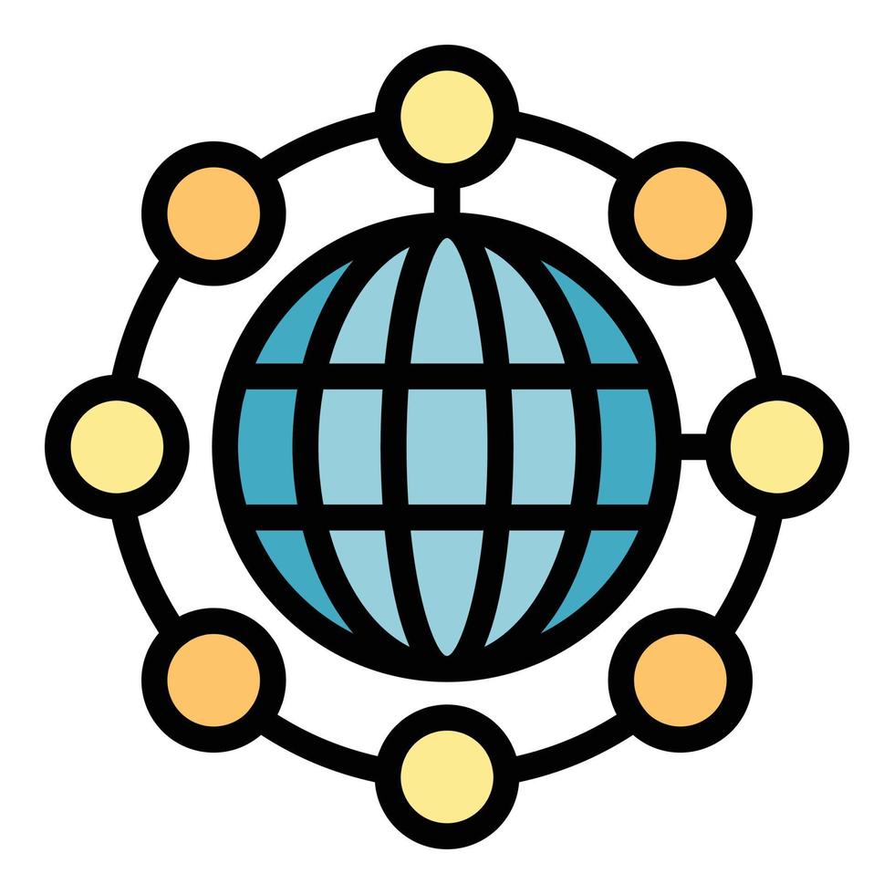 Service global network icon color outline vector