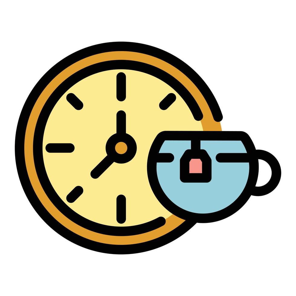 vector de contorno de color de icono de taza de té de hora de la mañana