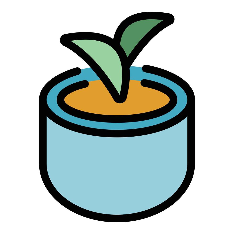 vector de contorno de color de icono de taza de té de hierbas