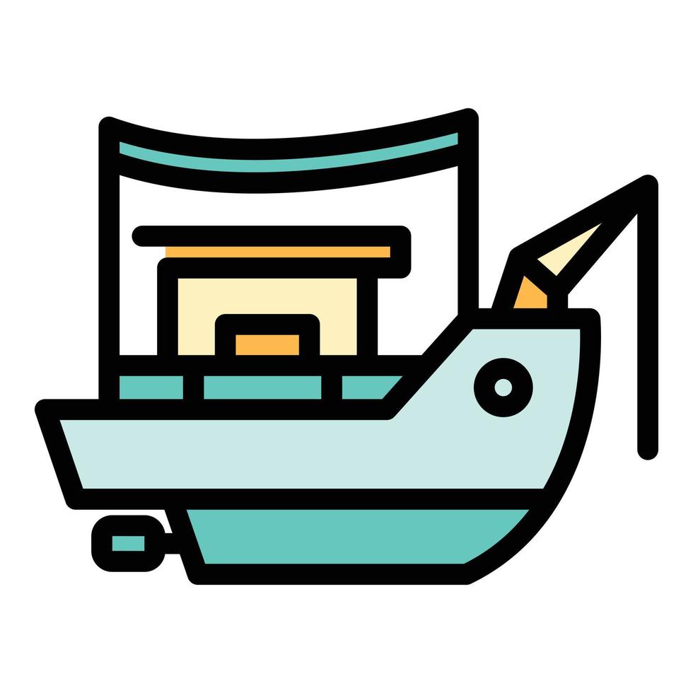 captura barco de pesca icono color contorno vector