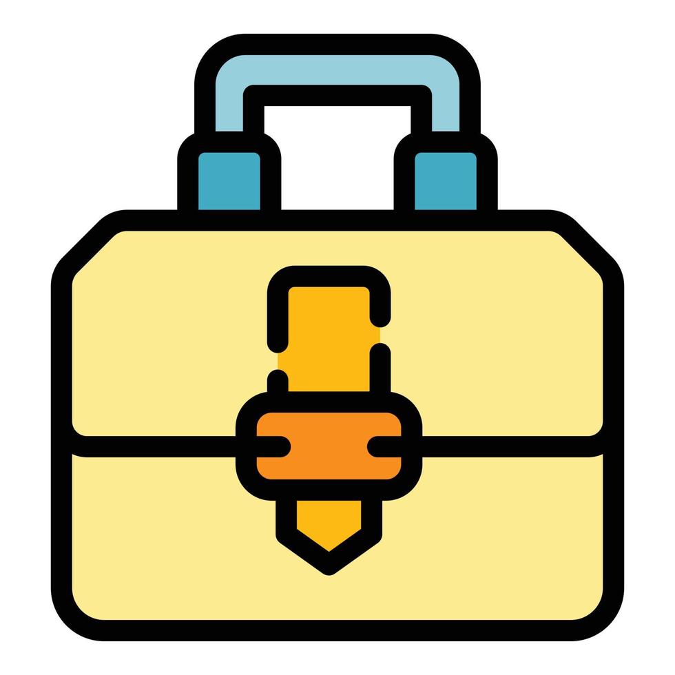 Briefcase bag icon color outline vector