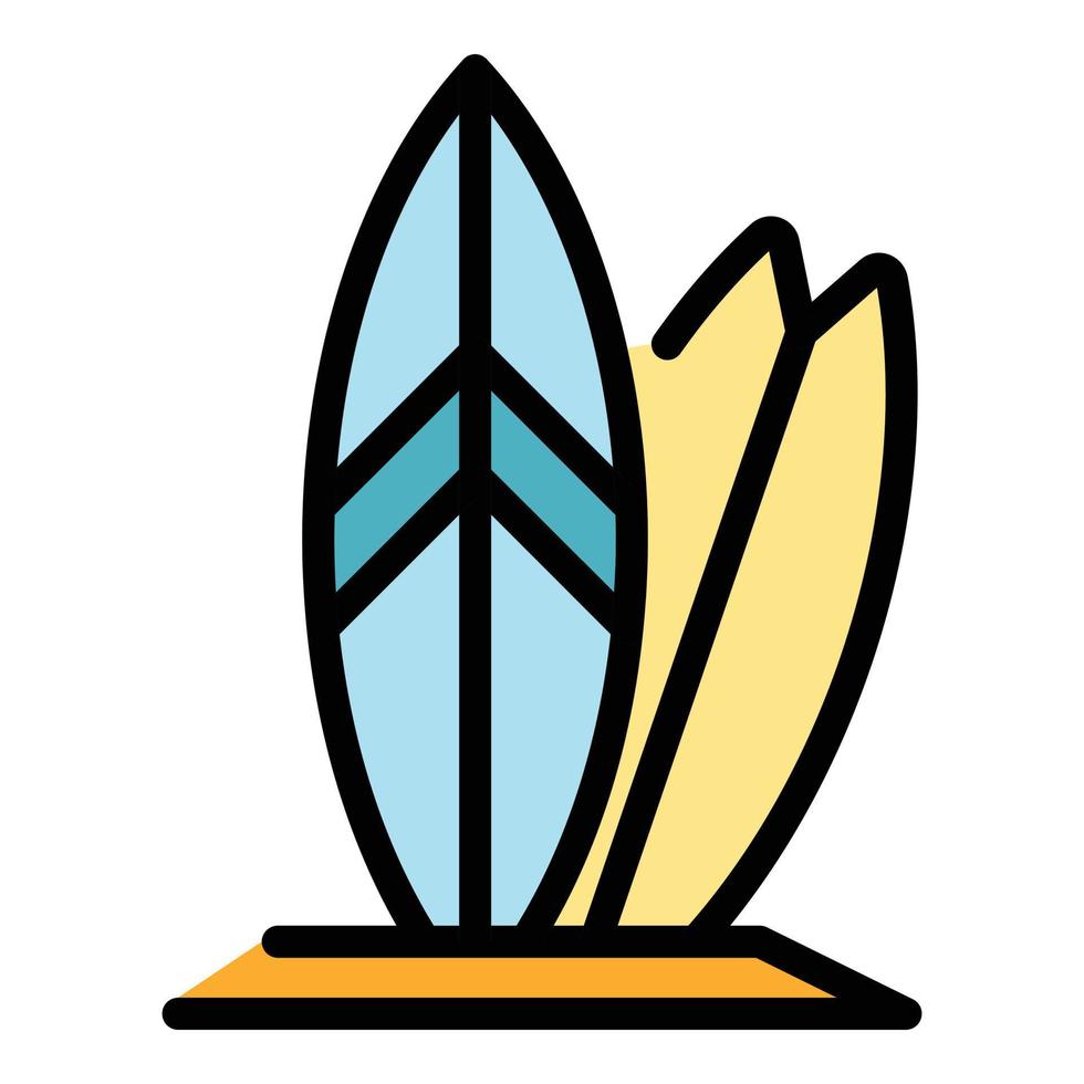 Beach surfing board icon color outline vector