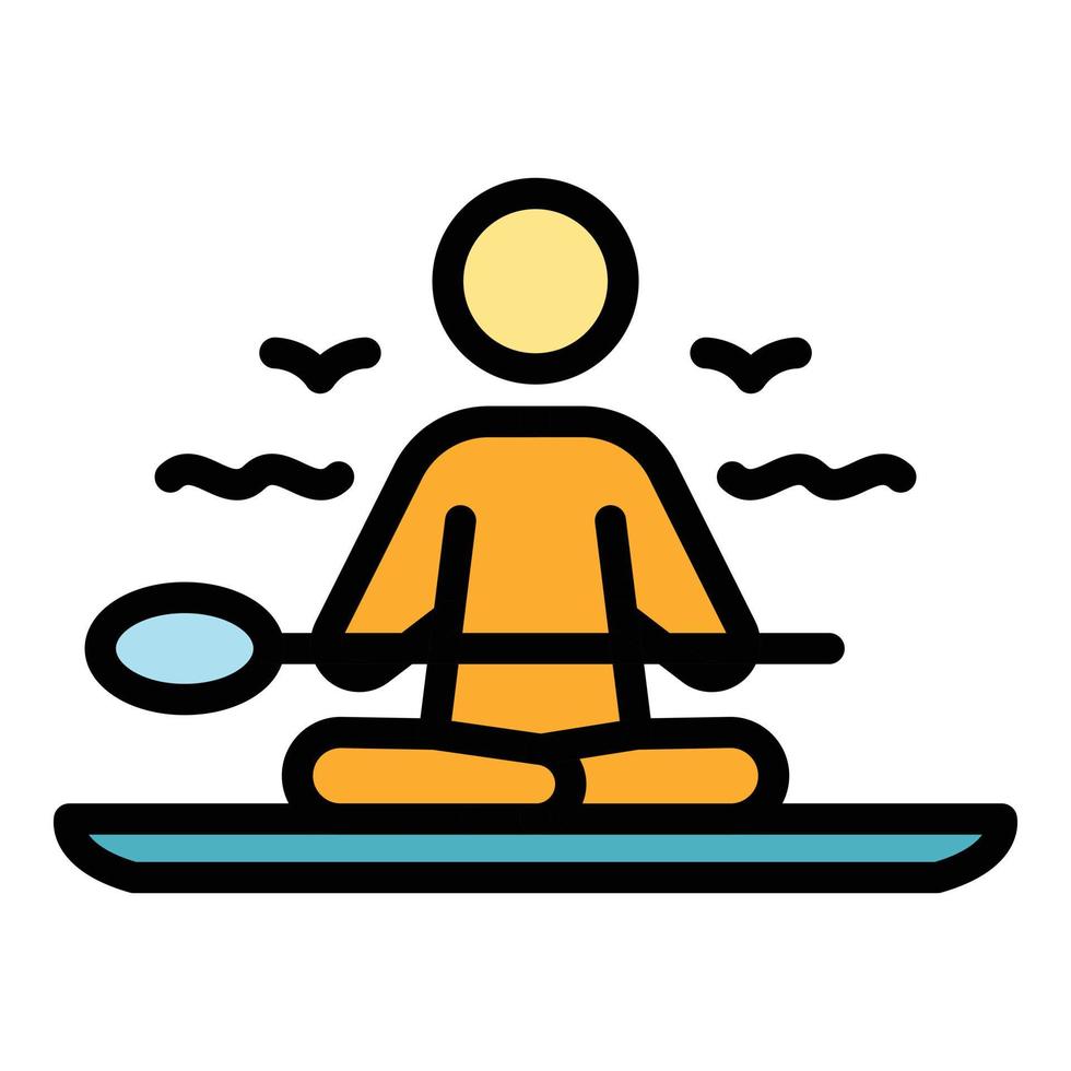 Long sup surfing icon color outline vector