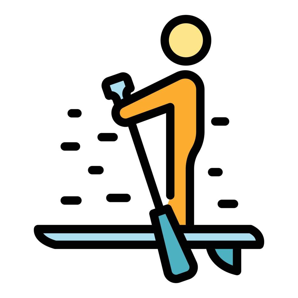 Silence sup surfing icon color outline vector