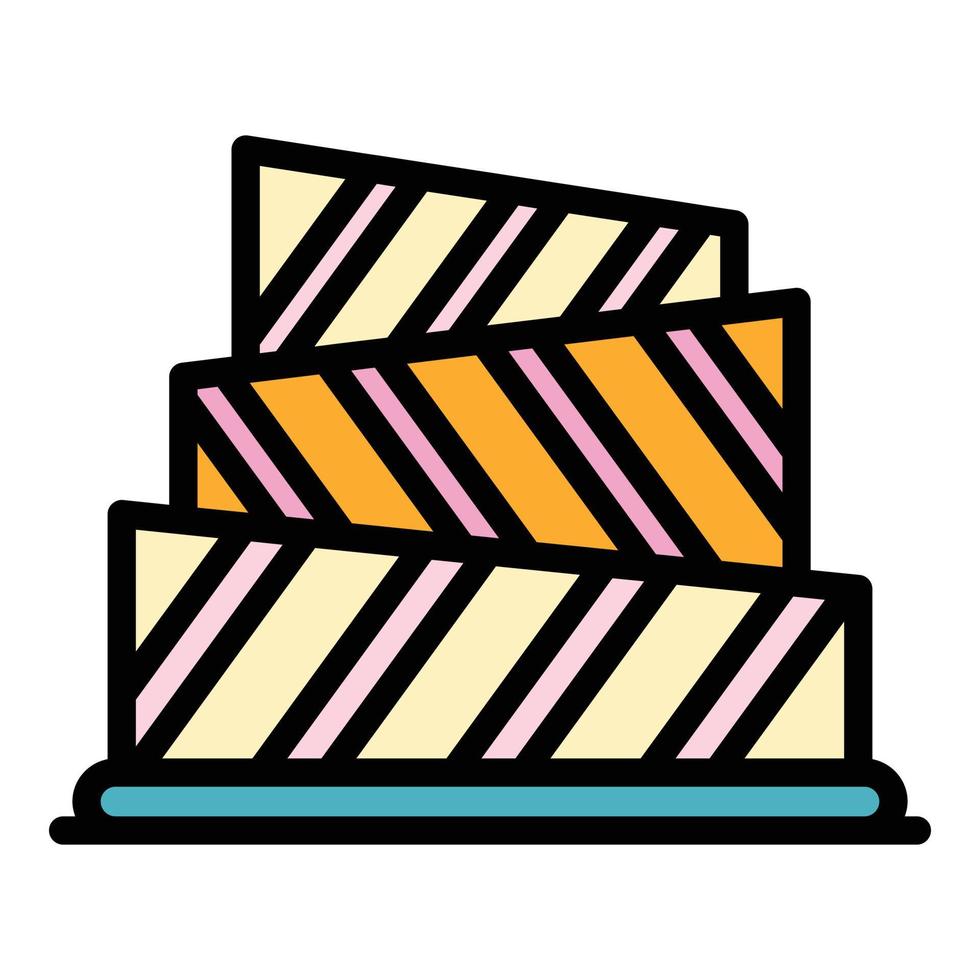 Abstract cake icon color outline vector