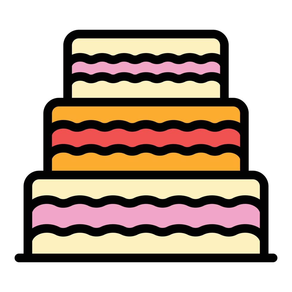 Cream big cake icon color outline vector