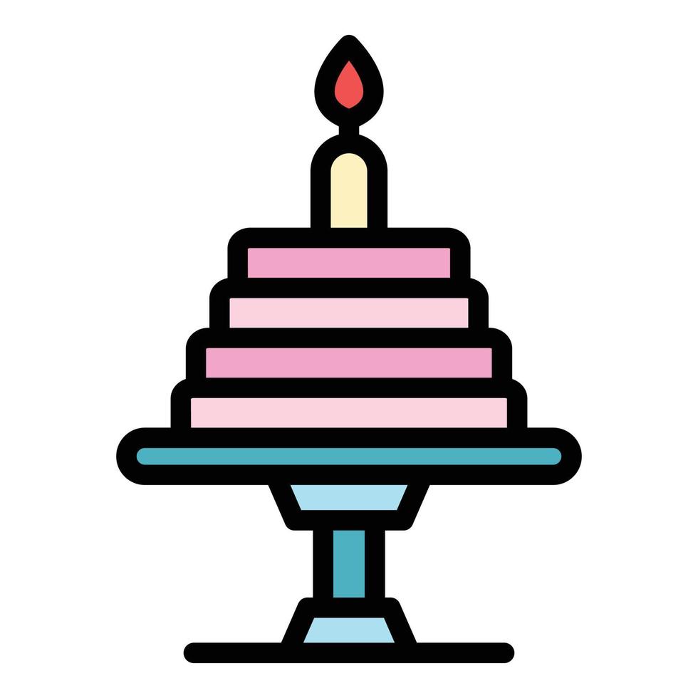 vector de esquema de color de icono de pastel de vela