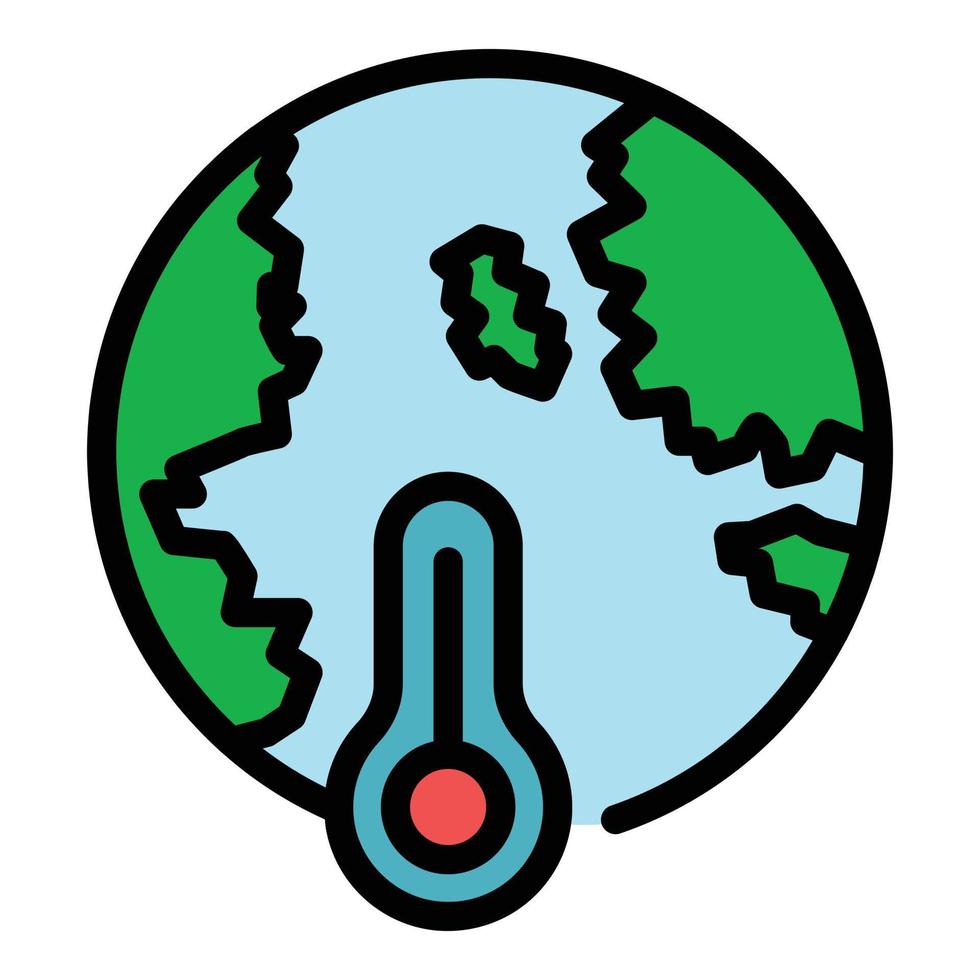 High temperature planet icon color outline vector