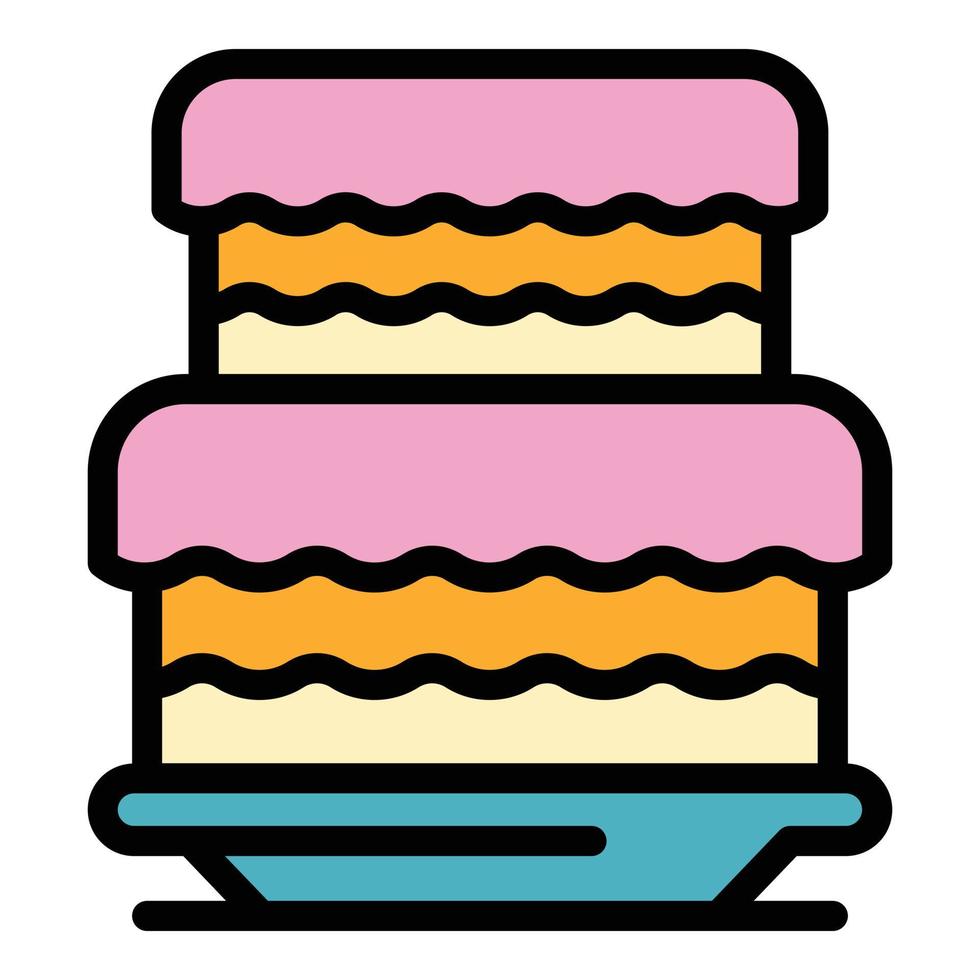 Berry cake icon color outline vector