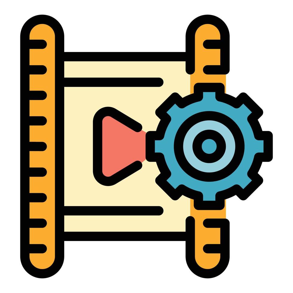 Video settings icon color outline vector