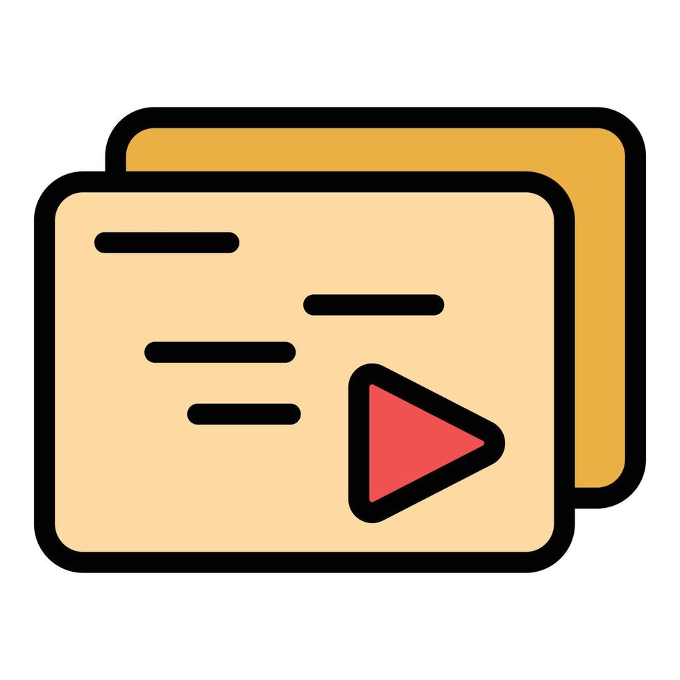 Video playlist icon color outline vector