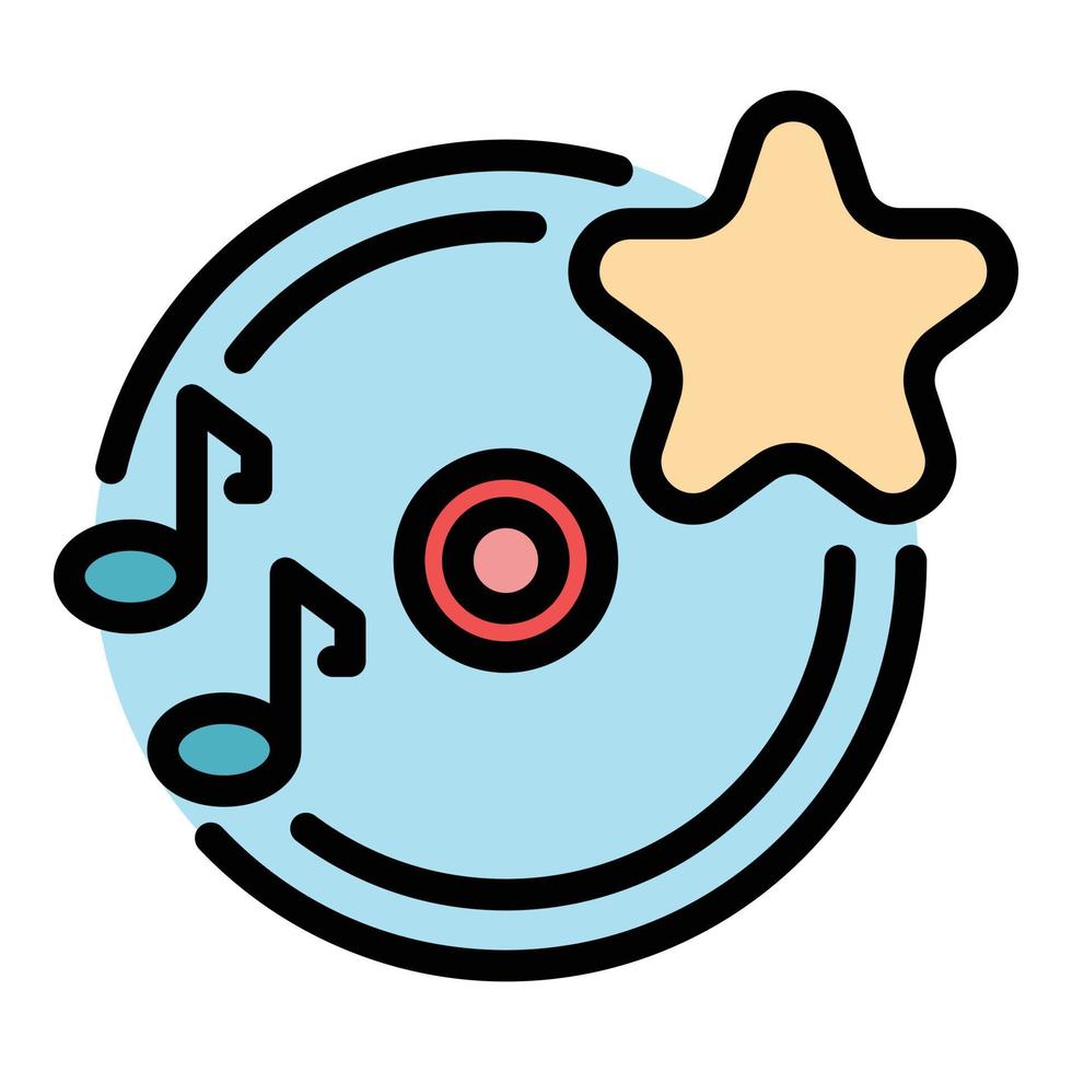 Star playlist icon color outline vector