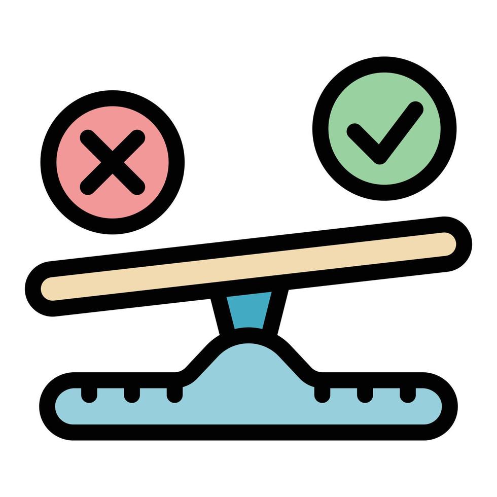 Rejected scales comparison icon color outline vector