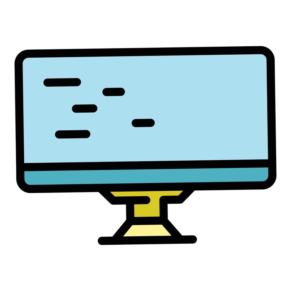 Lcd monitor icon color outline vector