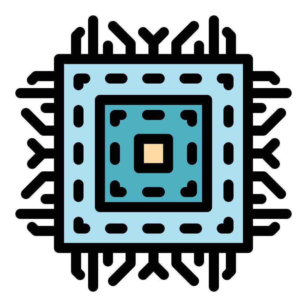 Component processor icon color outline vector