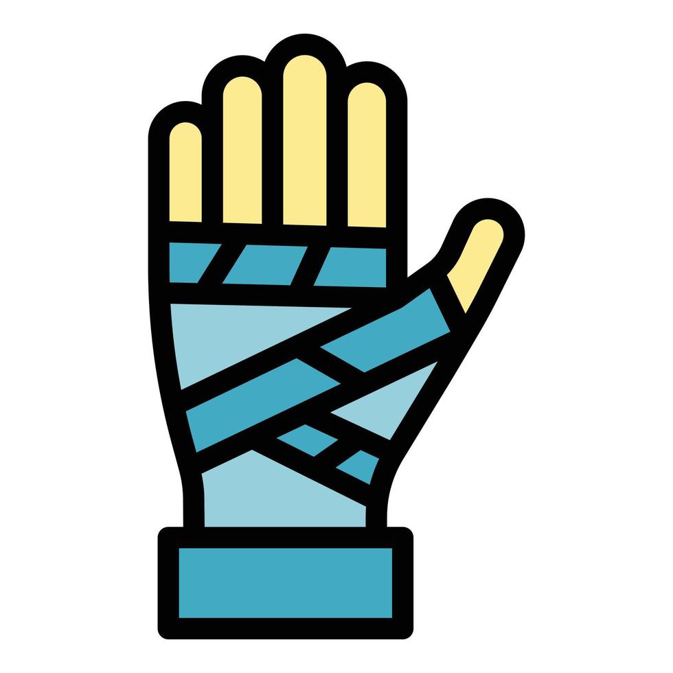 Bandaged hand icon color outline vector