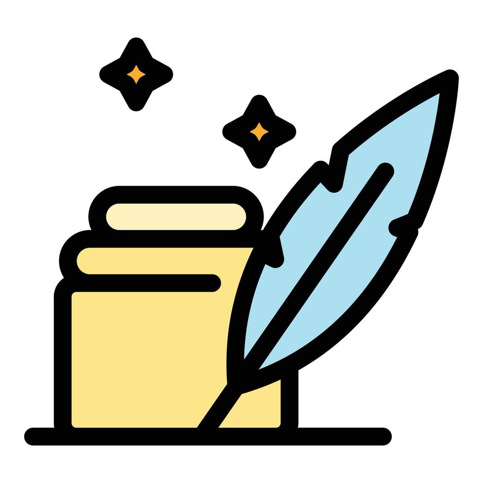 Ink feather icon color outline vector