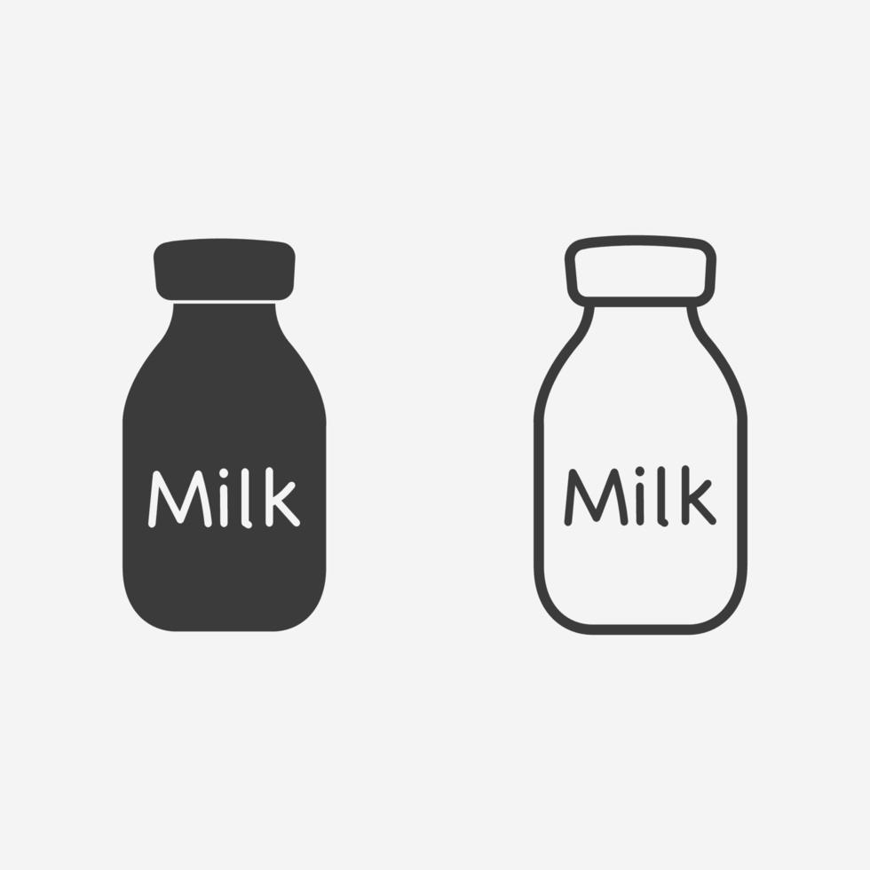 Milk bottle vector icon set symbol sign