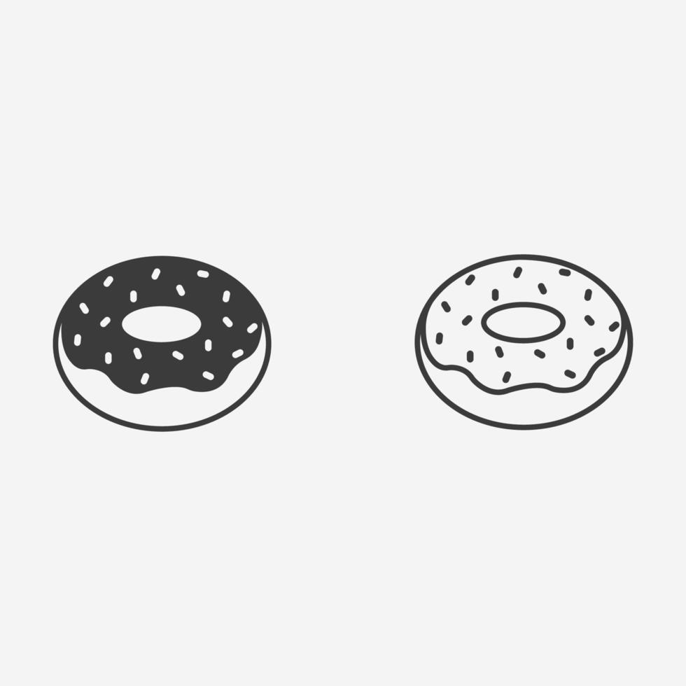 vector de icono de donut. dulce, postre, comida, pastel, delicioso, signo de símbolo de donut