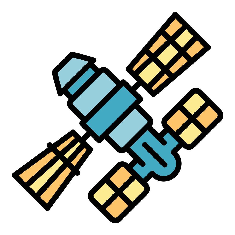 Galaxy space station icon color outline vector