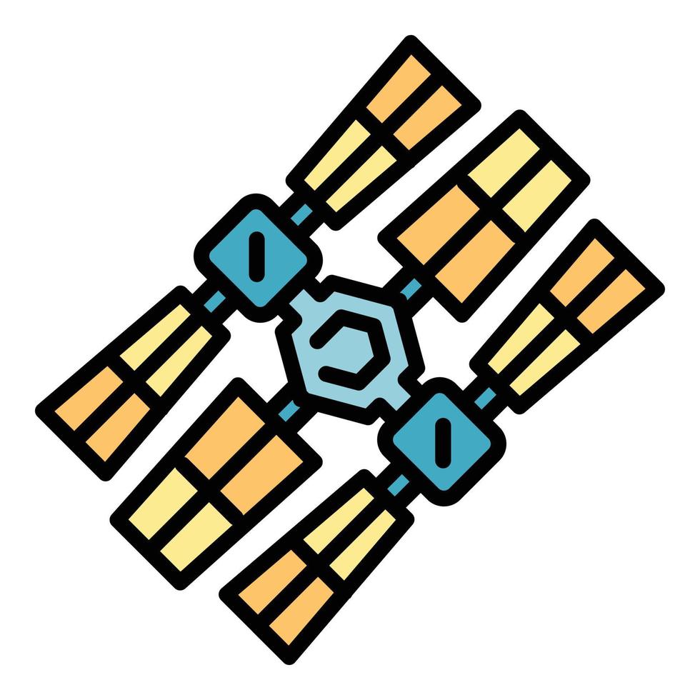 Space station icon color outline vector