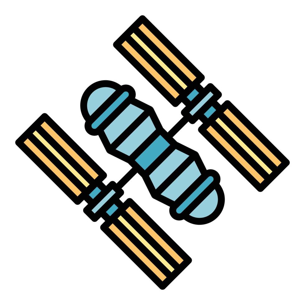 Solar space station icon color outline vector