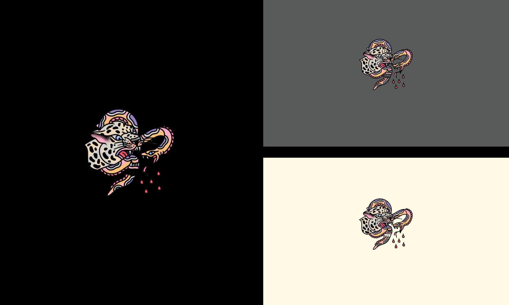 head tiger and big cobra vector illustration design