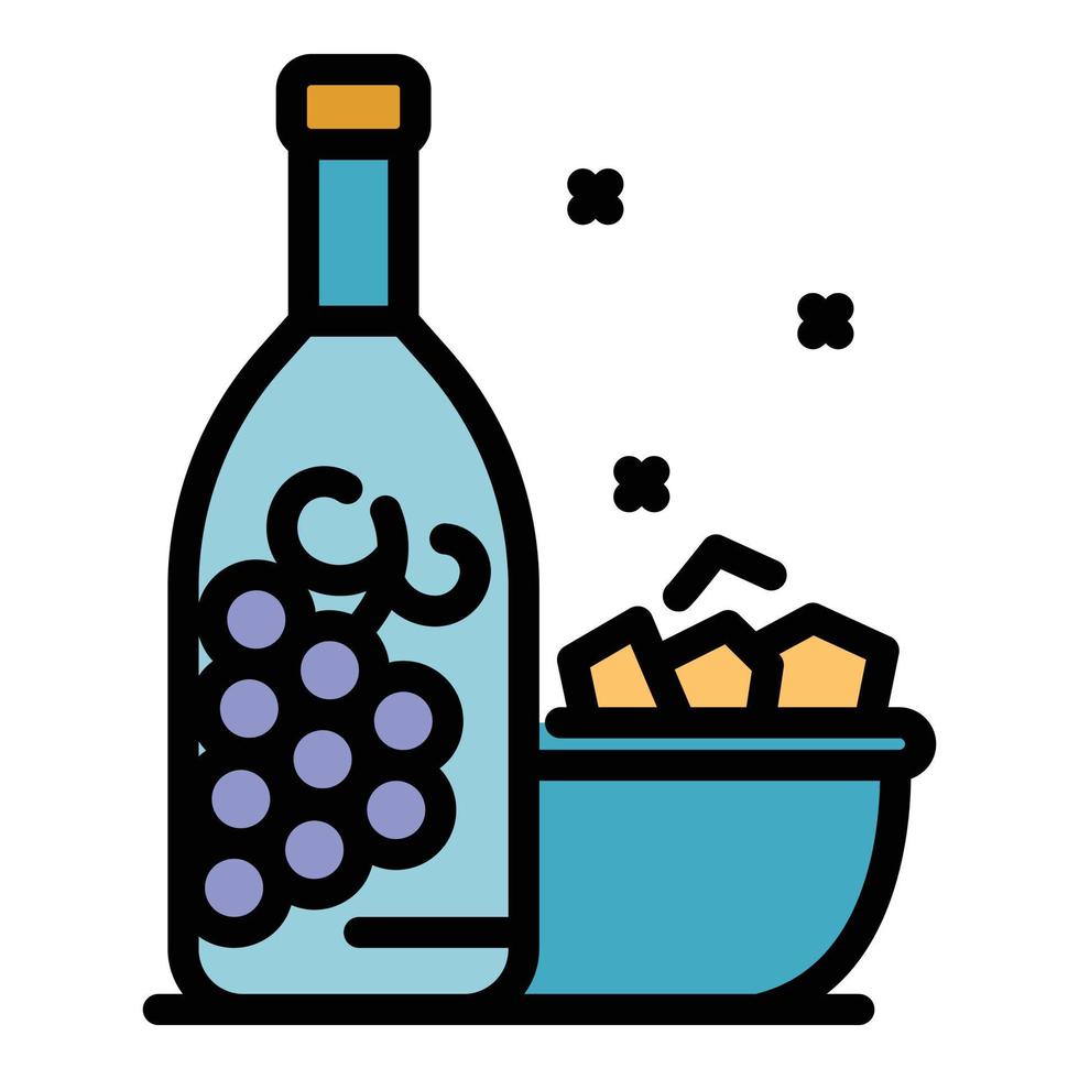 vector de contorno de color de icono de botella de vino griego