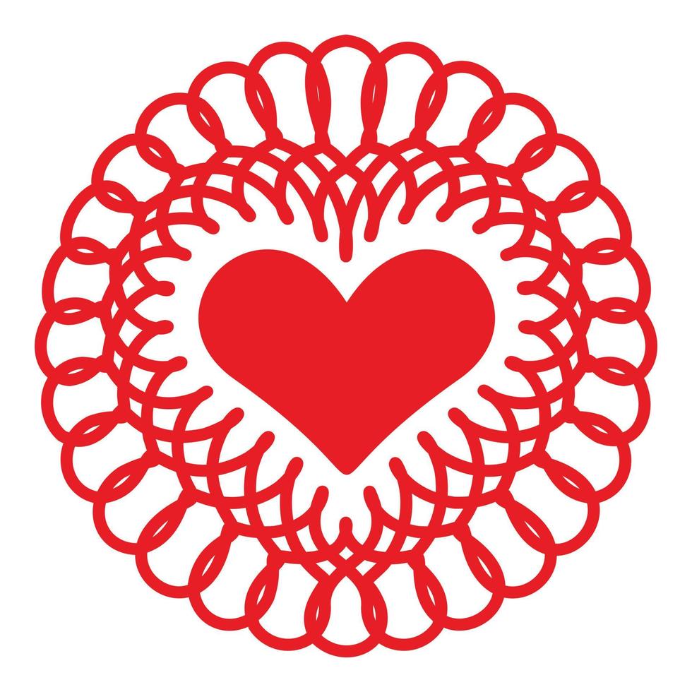 Embroidery heart icon, simple style vector